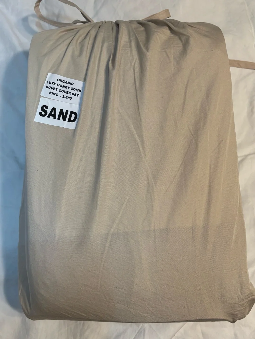 Quince Organic Luxe Honeycomb Duvet Cover Set - Sand - King/Cali King